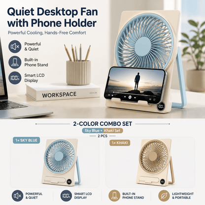 🌬️📱 2-in-1 Fan Phone Holder – Stay Cool & Hands-Free Anywhere! ❄️✨