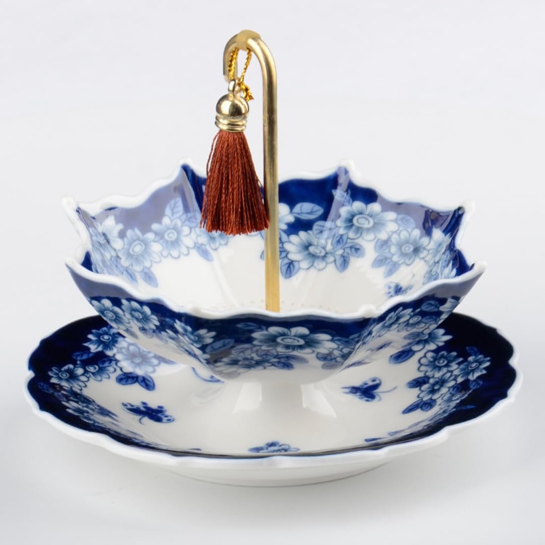 🍵 Five Thousand Years Blue and White Porcelain Umbrella Tea Infuser Set | Buy 2 Free Shipping