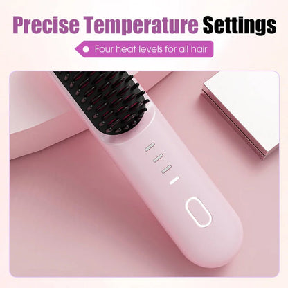 📢📢49% OFF !! ⏰ Cordless Ceramic Hair Straightening Brush