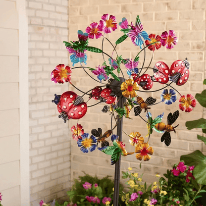 ☀️🌀Outdoors Wind Spinners with Decorative Flowers🌸(Includes bracket)80cm