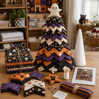 🔥LAST DAY 49% OFF - 🎄Americana Christmas Tree Quilt Kit – Easy Layered Fabric Holiday Décor for Quilting Lovers
