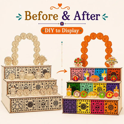 ✨Mexican Day of the Dead Wooden Altar Display Set 🎃