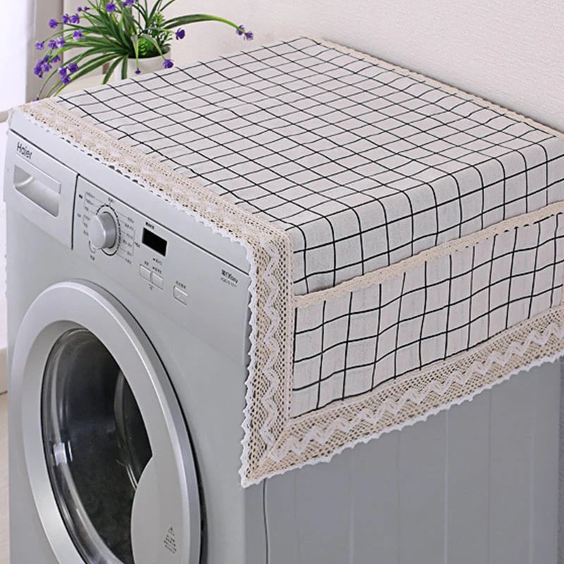 💖LAST DAY SALE!!💖✨Cotton Linen Refrigerator Dust Cover with Pockets