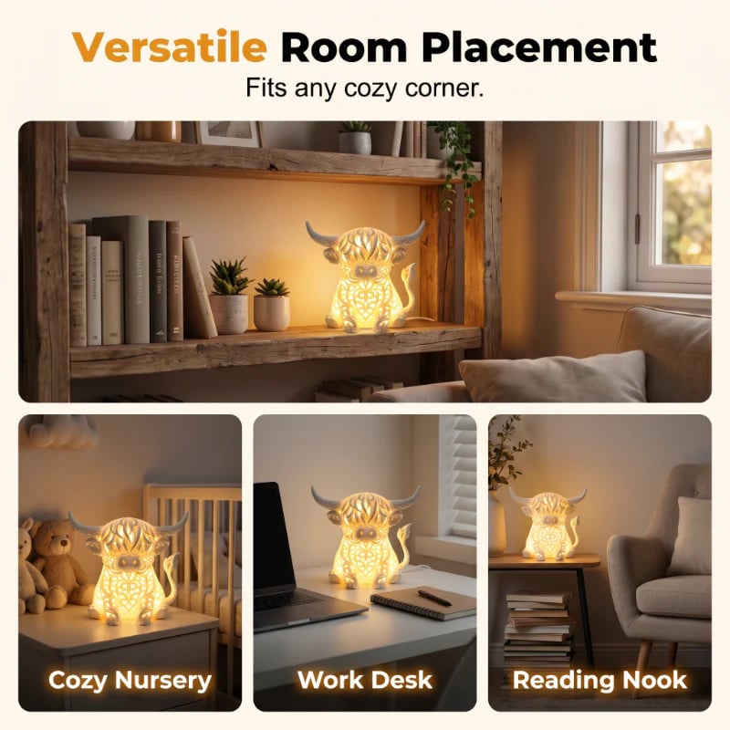 Warm Glow Highland Cow Table Lamp