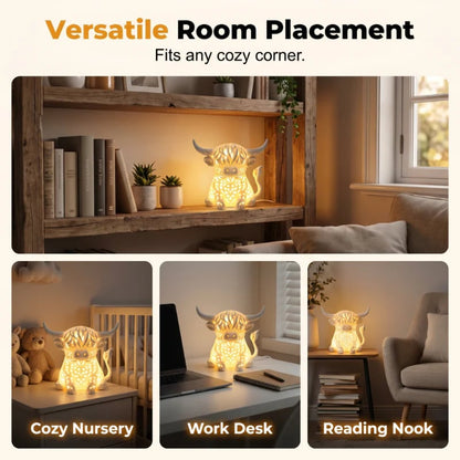 Warm Glow Highland Cow Table Lamp