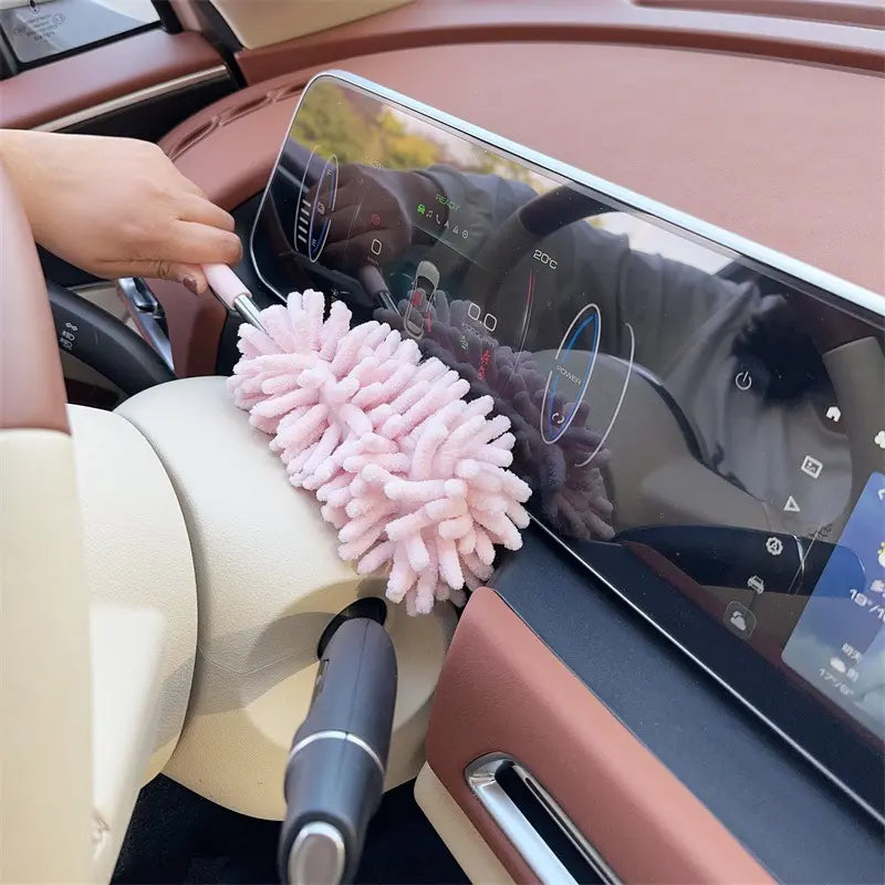 💨 Car Interior Dust Removal Brush – Soft, Washable & Extendable