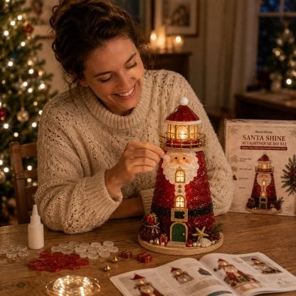 🔥 LAST DAY 49% OFF –🎄 DIY Lighted Christmas Sea Glass-Style Lighthouse Kit ✨