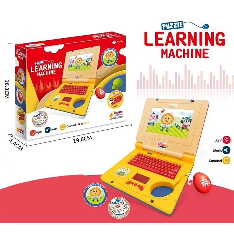 🔥Hot Sale 49% OFF🔥 Interactive Simulation Toy Laptop – Pretend Play Computer with A-Z Keyboard & 1-10 Number Keys, 55+ Songs Lights Sounds, 5 Learning Modes (ABC/Numbers/Music/Games/Messages), Foldable with Handle