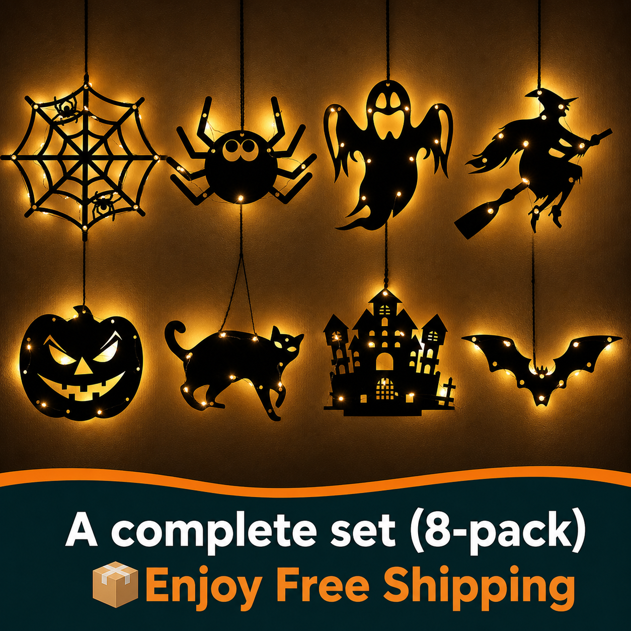 🎃 Battery-Powered Halloween LED Silhouette Wall Decorations
