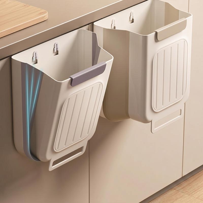 Hanging Kitchen Trash Can: Sweep Scraps Straight In
