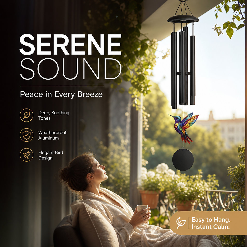 ⏳Time-Limited Special⏰Vintage Metal Wind Chimes | Elegant Black Aluminium Garden Decor with Bird & Butterfly Accents for Patio & Porch