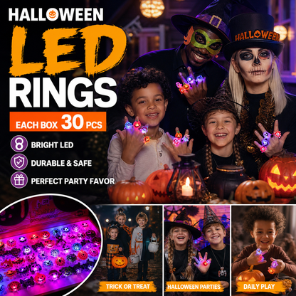 🔥🎃Spooky Season Hot Sale 50% OFF:＄27.99‼️✨LED Light Halloween Glowing Ring 💍| Flashing Light‑Up Party Favor for Halloween Night👻