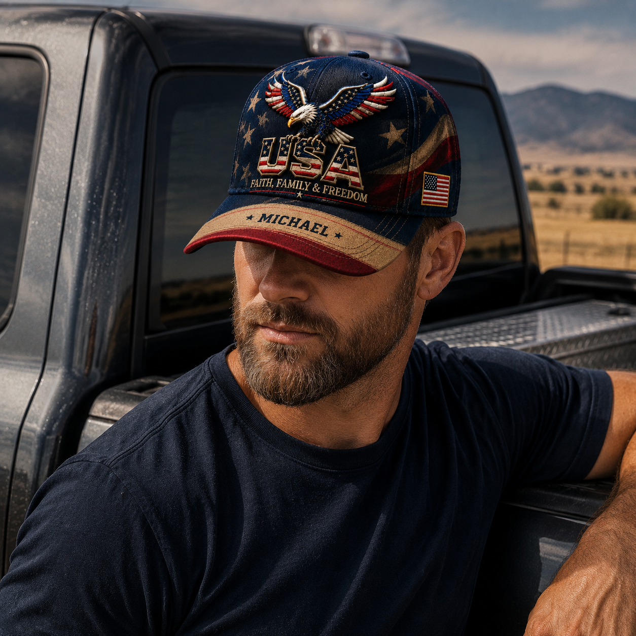 Personalized USA Eagle Name Baseball Cap