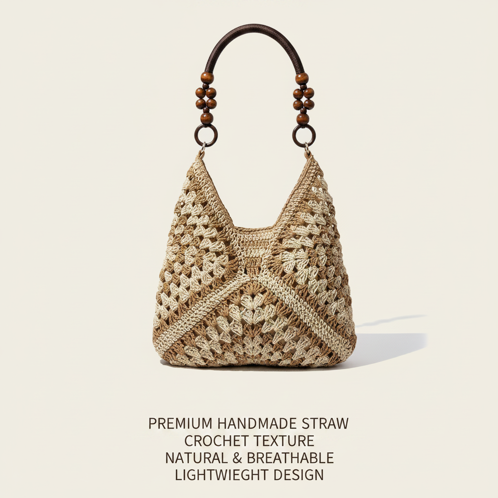 Women's Handmade Woven Straw Shoulder Bag