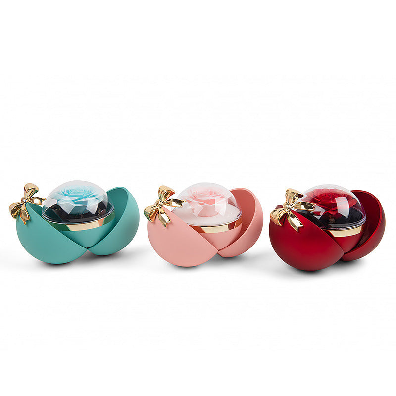 🌹 Round Eternal Rose Jewelry Gift Box w/ Heart Promise Ring 💍✨
