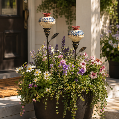 Retro hummingbird feeder garden pole