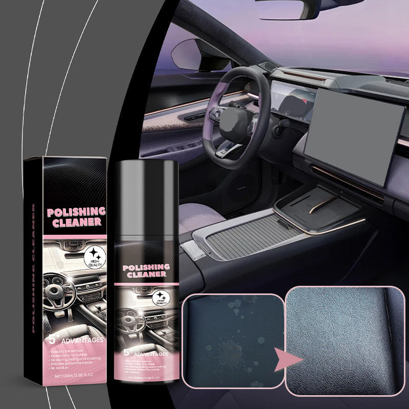 🚗 100ml Multi-Purpose Car Interior Polish Cleaner | Free Towel & Sponge Included