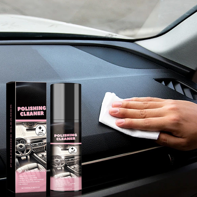 🚗 100ml Multi-Purpose Car Interior Polish Cleaner | Free Towel & Sponge Included