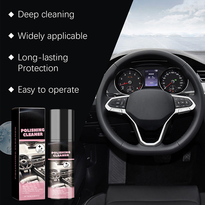 🚗 100ml Multi-Purpose Car Interior Polish Cleaner | Free Towel & Sponge Included