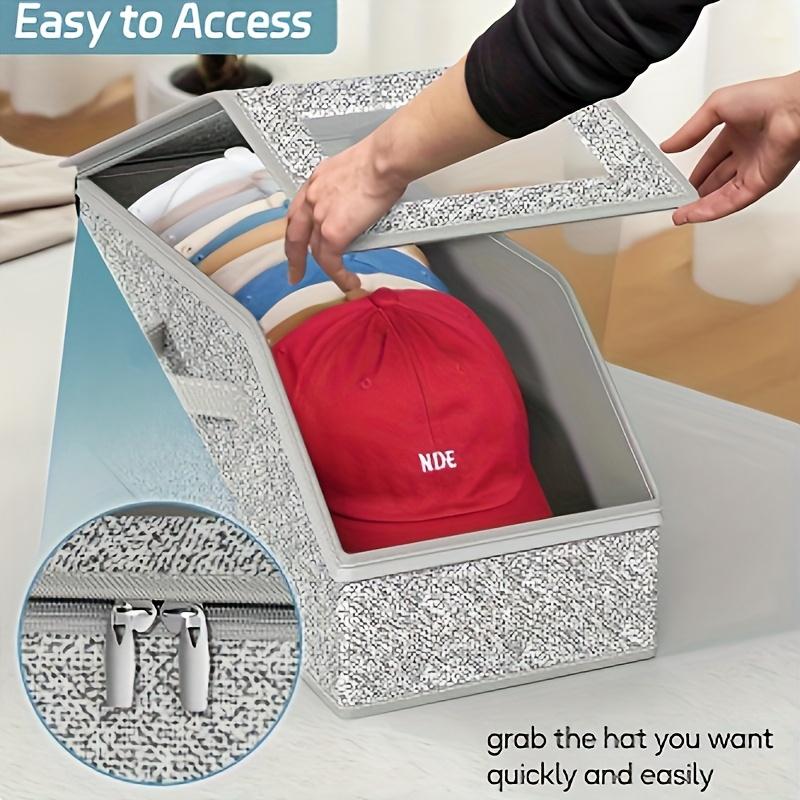 🧢60% OFF! 🎉 Stackable Cap Storage Boxes – Space Saving, Dustproof & Transparent Sides 📦📦