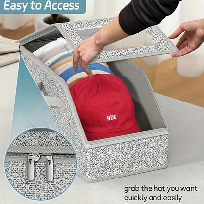 🧢60% OFF! 🎉 Stackable Cap Storage Boxes – Space Saving, Dustproof & Transparent Sides 📦📦