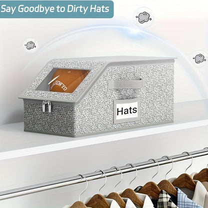 🧢60% OFF! 🎉 Stackable Cap Storage Boxes – Space Saving, Dustproof & Transparent Sides 📦📦