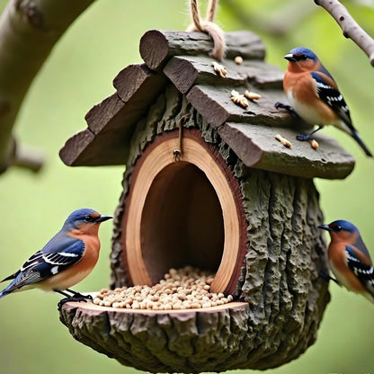 🔥50% OFF! 🐦 2026 New Arrivals – Outdoor Bird Feeder with Realistic Tree Stump Design | Garden Decor & Wildlife Sanctuary in One! 🌿✨