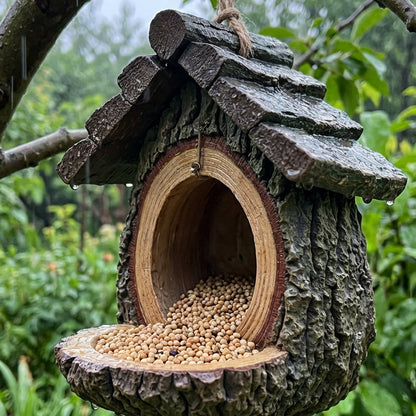 🔥50% OFF! 🐦 2026 New Arrivals – Outdoor Bird Feeder with Realistic Tree Stump Design | Garden Decor & Wildlife Sanctuary in One! 🌿✨