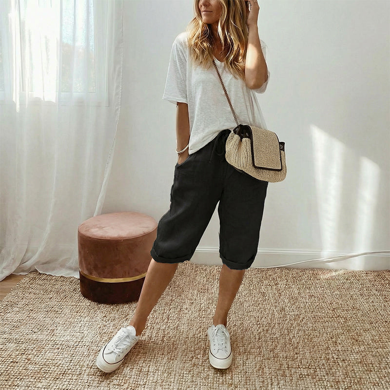 Women's Casual Cotton & Linen Cropped Pants