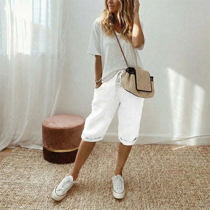 Women's Casual Cotton & Linen Cropped Pants