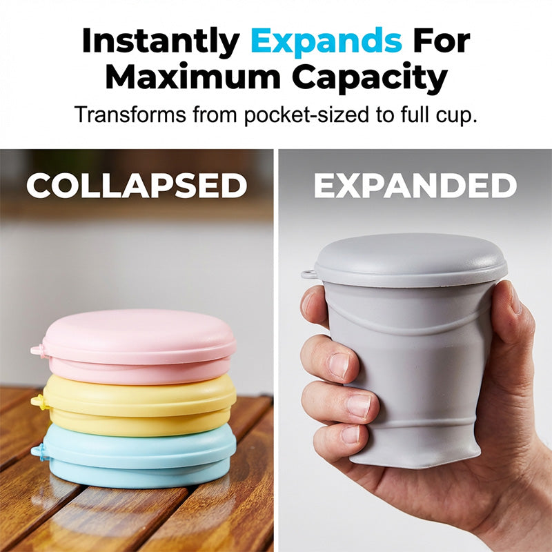 🔥Limited Time Buy 1 Get 1 Free🔥Collapsible Silicone Travel Cup with Lid