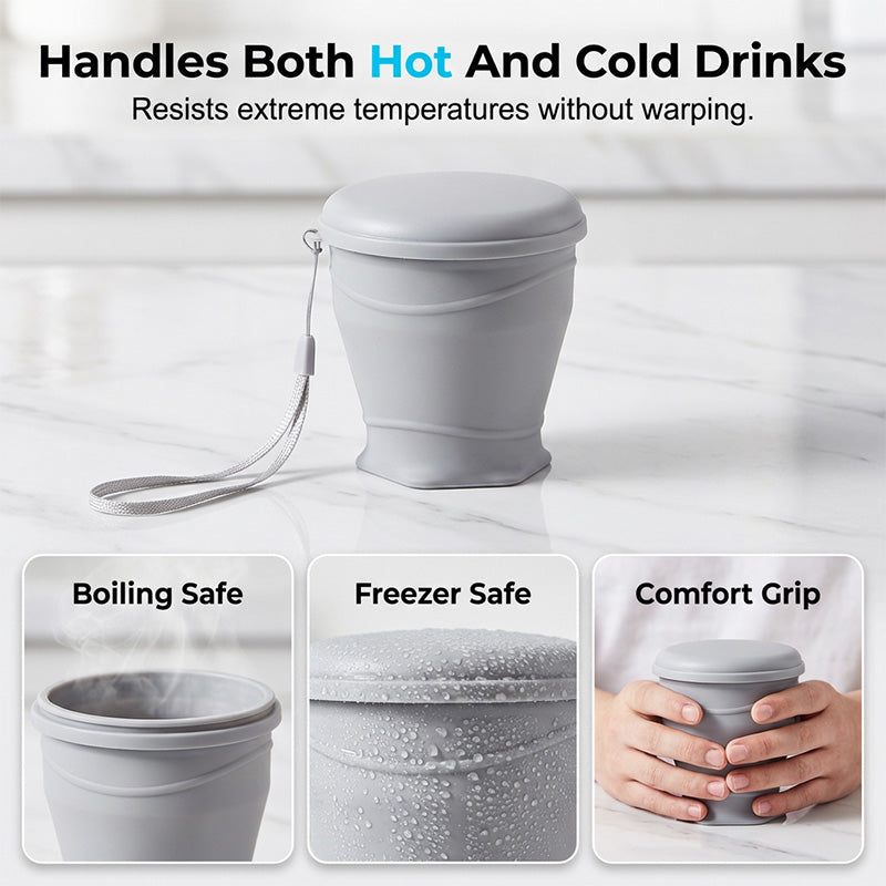 🔥Limited-time offer – 50% off🔥Collapsible Silicone Travel Cup with Lid
