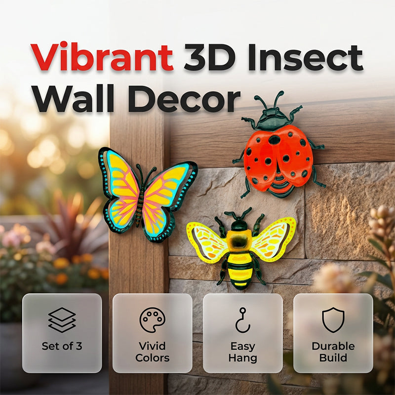 🐝 LIMITED-TIME 50% OFF! ✨ 3D Insect Wall Hangings – Bee, Butterfly, Ladybug, Weather-Resistant