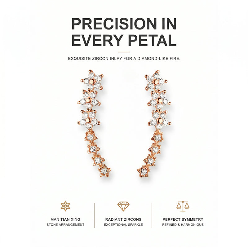 🔥Starry Flower Rhinestone Ear Climber Earrings
