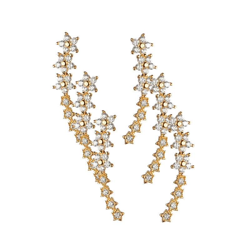 🔥Starry Flower Rhinestone Ear Climber Earrings
