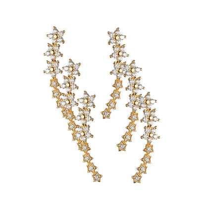 🔥Starry Flower Rhinestone Ear Climber Earrings