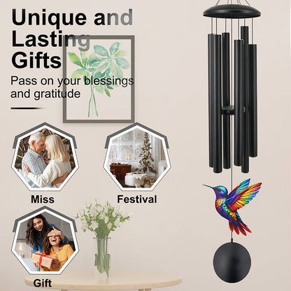 ⏳Time-Limited Special⏰Vintage Metal Wind Chimes | Elegant Black Aluminium Garden Decor with Bird & Butterfly Accents for Patio & Porch