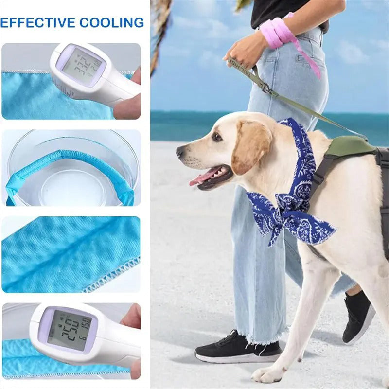 ❄️ Summer Pet Cooling Collar Wrap – Physical Cooling, Reusable, Adjustable 🌊