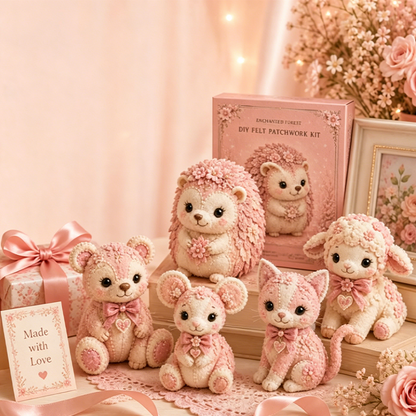 📢📢50% OFF !! ⏰Pink Enchanted Forest DIY Felt Patchwork Kit