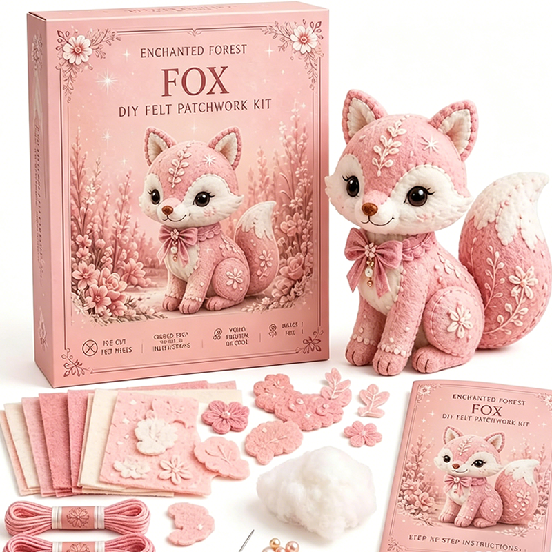 📢📢50% OFF !! ⏰Pink Enchanted Forest DIY Felt Patchwork Kit