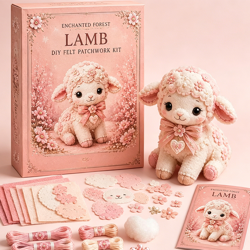 📢📢50% OFF !! ⏰Pink Enchanted Forest DIY Felt Patchwork Kit