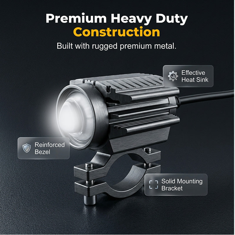🔥Universal Motorcycle LED Spotlight Dual Color Auxiliary Driving Light