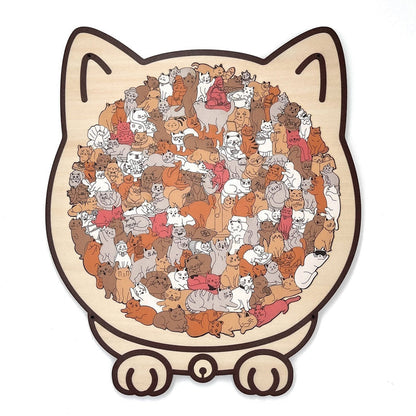 Adorable Cat-Shaped Wooden Jigsaw Puzzle