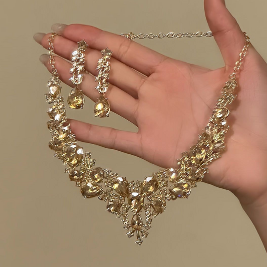 Elegant Yellow Sparkling Rhinestone Jewelry🥳