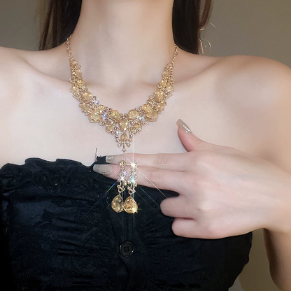 Elegant Yellow Sparkling Rhinestone Jewelry🥳