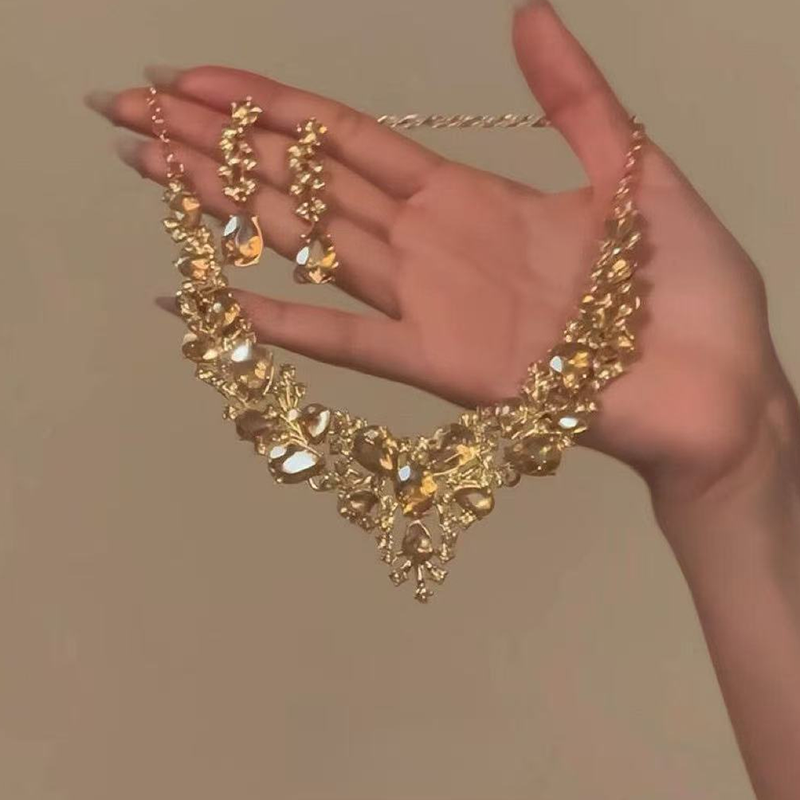 Elegant Yellow Sparkling Rhinestone Jewelry🥳