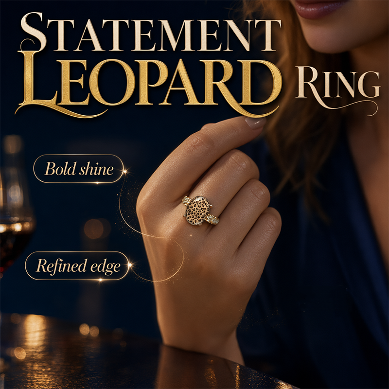 ⏳Time-Limited Special⏰Vintage Leopard Print Oval Ring – Unique design, sparkling stones & bold style – Perfect for everyday glamour & gifts ✨