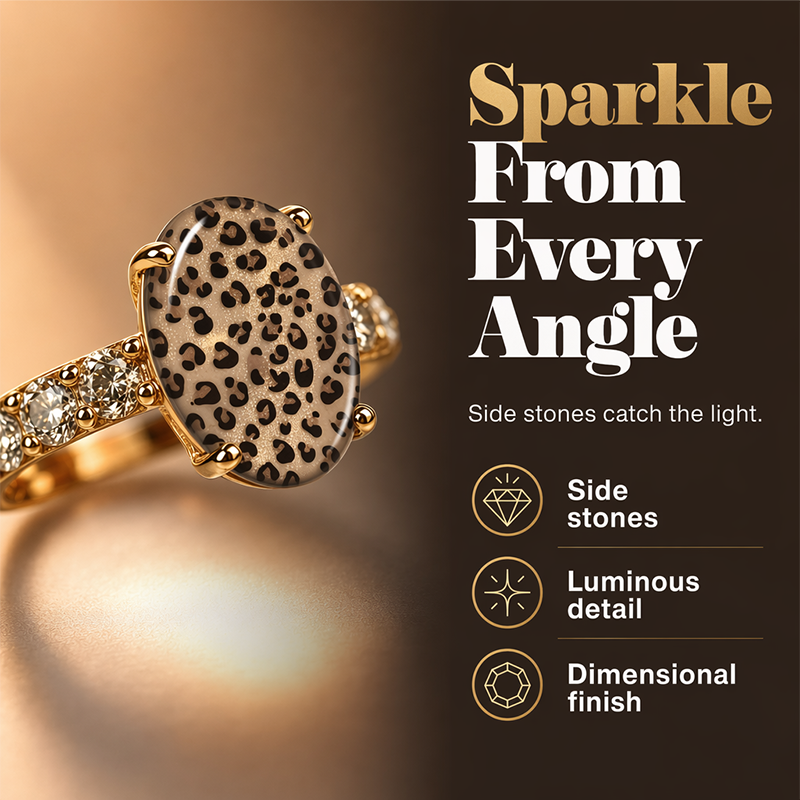 ⏳Time-Limited Special⏰Vintage Leopard Print Oval Ring – Unique design, sparkling stones & bold style – Perfect for everyday glamour & gifts ✨