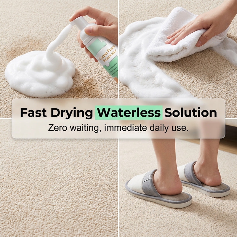 ⏳ Buy 2 Get 1 Free! ✨Waterless Carpet Foam Stain Remover with Towel