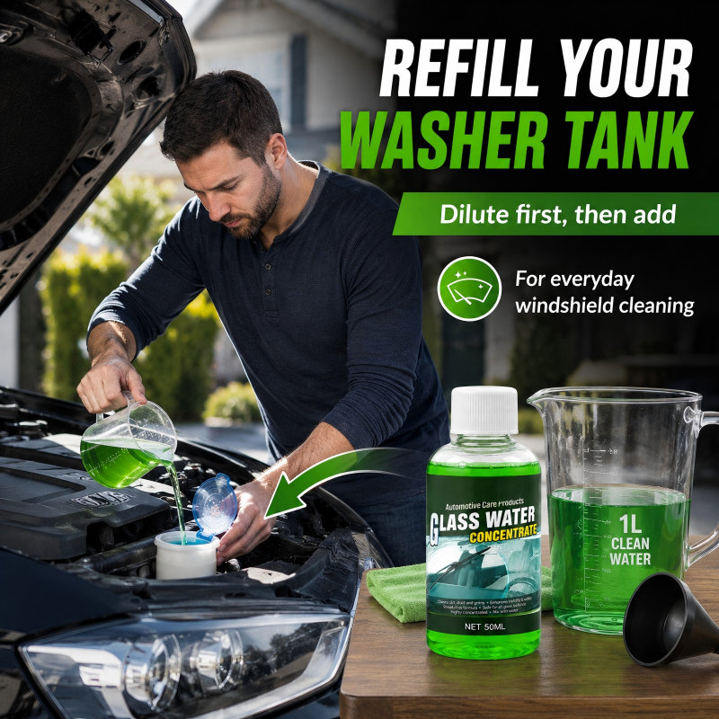 🥳2026 HOT SALE🥳💞50K+ SOLD! 💧✨ 47% OFF! Glass Concentrate – 10ml makes 1L, cuts bugs & grime, streak-free. 1 bottle = 50L ! 🚗💪